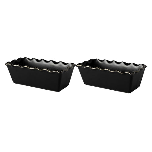 Thyme & Table 9" Ceramic Loaf Dish 2-Piece Set, Onyx EasyOptionXY LLC