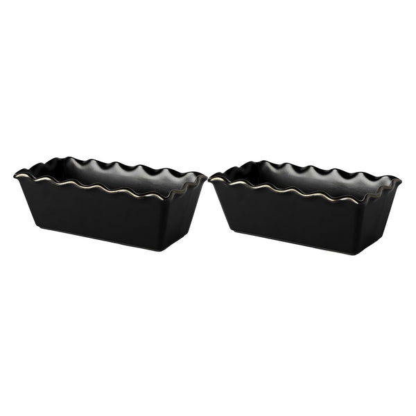 Thyme & Table 9" Ceramic Loaf Dish 2-Piece Set, Onyx EasyOptionXY LLC