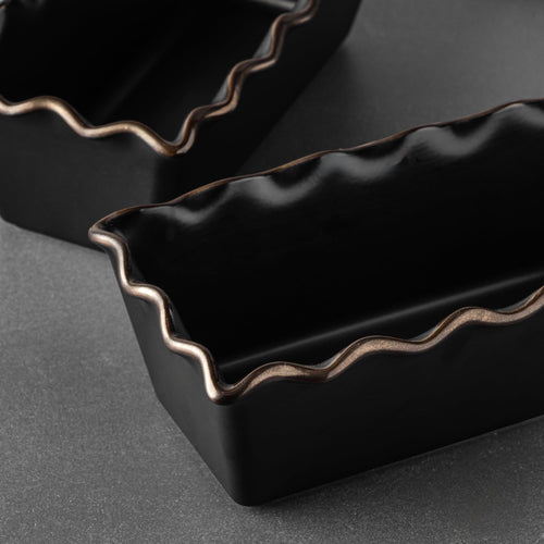 Thyme & Table 9" Ceramic Loaf Dish 2-Piece Set, Onyx EasyOptionXY LLC