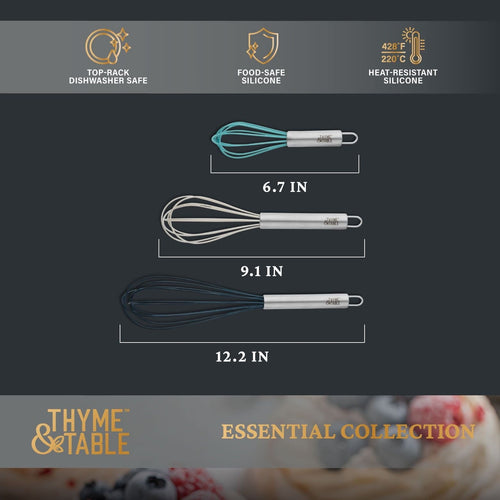 Thyme & Table 3-Piece Silicone Whisk Set EasyOptionXY LLC