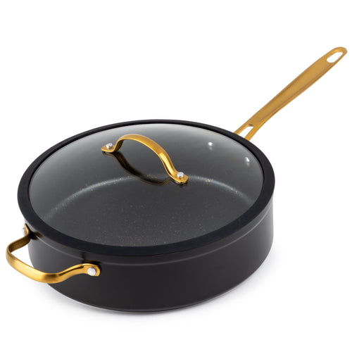 Thyme & Table Non-Stick 5 QT Signature Saute Pan with Glass Lid, Black & Gold EasyOptionXY LLC