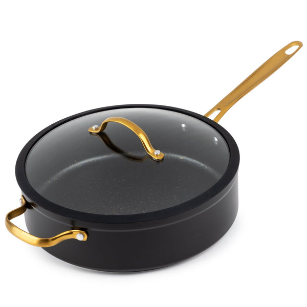 Thyme & Table Non-Stick 5 QT Signature Saute Pan with Glass Lid, Black & Gold EasyOptionXY LLC