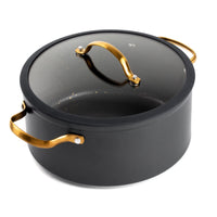 Thyme & Table Non-Stick 5 QT Signature Stock Pot with Glass Lid, Black & Gold EasyOptionXY LLC