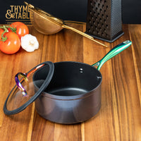 Thyme & Table Non-Stick 2.5 QT Signature Sauce Pan with Glass Lid, Rainbow EasyOptionXY LLC