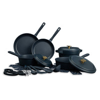 Thyme & Table 18-Piece Non-Stick Diecast Cookware & Silicone Utensil Set, Atlantic Blue EasyOptionXY LLC