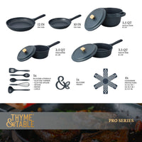 Thyme & Table 18-Piece Non-Stick Diecast Cookware & Silicone Utensil Set, Atlantic Blue EasyOptionXY LLC