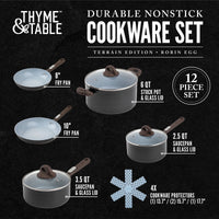 Thyme & Table Non-Stick 12 Piece Cookware Set, Robin Egg Blue EasyOptionXY LLC