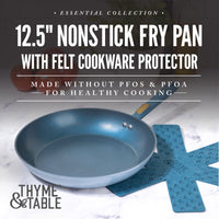 Thyme & Table Non-Stick 12.5 Inch Fry Pan with Stainless Steel Base, Blue EasyOptionXY LLC