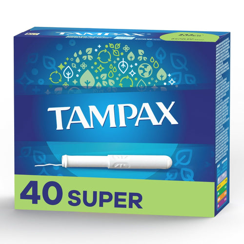 Tampax Cardboard Tampons Super Absorbency, Anti-Slip Grip, LeakGuard Skirt, Unscented, 40 Count EasyOptionXY LLC