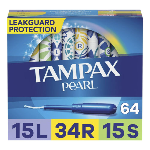 Tampax Pearl Tampons Trio Multipack with LeakGuard Braid, Light/Regular/Super Absorbency, 64 Ct EasyOptionXY LLC