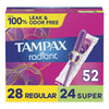 Tampax Radiant Tampons Duo Pack with LeakGuard Braid, Regular/Super Absorbency, 52 Ct EasyOptionXY LLC