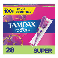 Tampax Radiant Tampons with LeakGuard Braid, Super Absorbency, 28 Count EasyOptionXY LLC