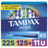 Tampax Pearl Tampons Trio Multipack, with LeakGuard Braid, Super/Super Plus/Ultra Absorbency, Unscented, 45 Count EasyOptionXY LLC