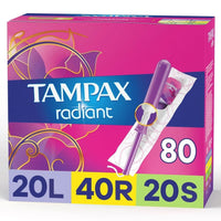 Tampax Radiant Tampons Trio Pack Light/Regular/Super Unscented (80 Count) EasyOptionXY LLC