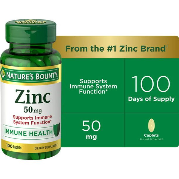 Nature's Bounty Zinc; Immune Support Supplement; 50 mg; 100 Caplets EasyOptionXY LLC