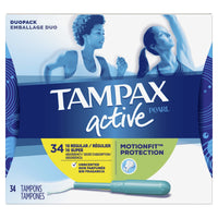 Tampax Pearl Active Tampons, Unscented, Regular/Super Absorb, 34 ct EasyOptionXY LLC