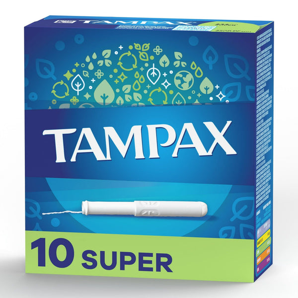Tampax Cardboard Tampons Super Absorbency, Anti-Slip Grip, LeakGuard Skirt, Unscented, 10 Count EasyOptionXY LLC