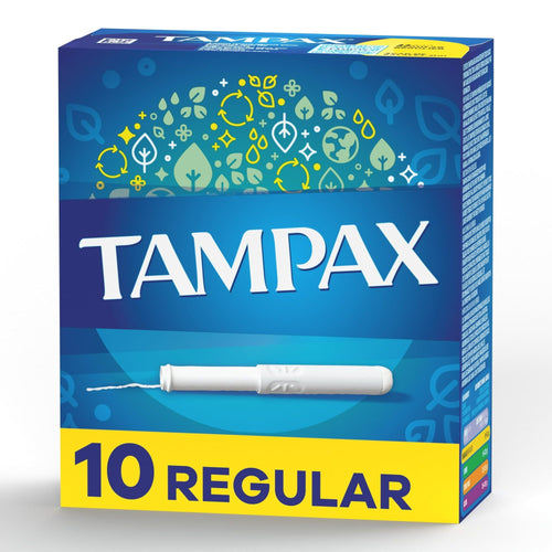 Tampax Cardboard Tampons Regular Absorbency, Anti-Slip Grip, LeakGuard Skirt, Unscented, 10 Count EasyOptionXY LLC