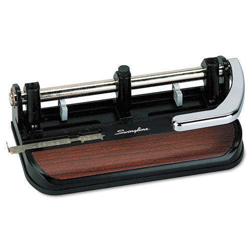 Swingline 40-Sheet Heavy-Duty Lever Action 2-to-7-Hole Punch, 11/32" Hole, Black/Woodgrain EasyOptionXY LLC