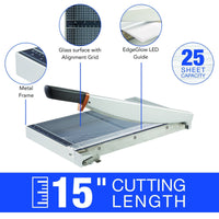 Swingline ClassicCut 1525G Guillotine Trimmer with EdgeGlow Glass 15 25 Sheets - EasyOptionXY LLC
