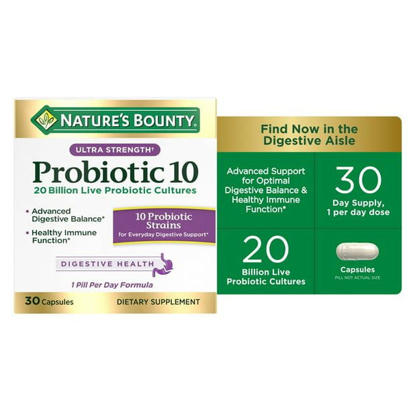 Nature's Bounty Ultra Strength Probiotic 10 Capsules; 30 Count EasyOptionXY LLC
