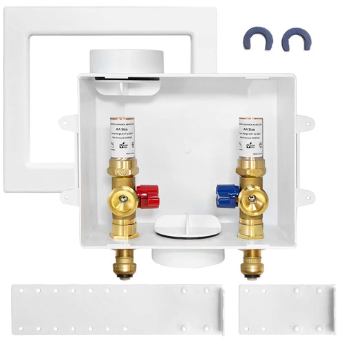 1/2" Push Fit Inlet, Washing Machine Outlet Box, with Copper Arrestor, with Center Drain Plumbingsell