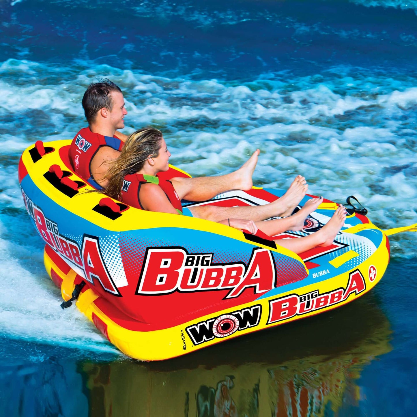WOW Sports Big Bubba Hi Vis 2 Person Towable Water Tube For Pool and Lake