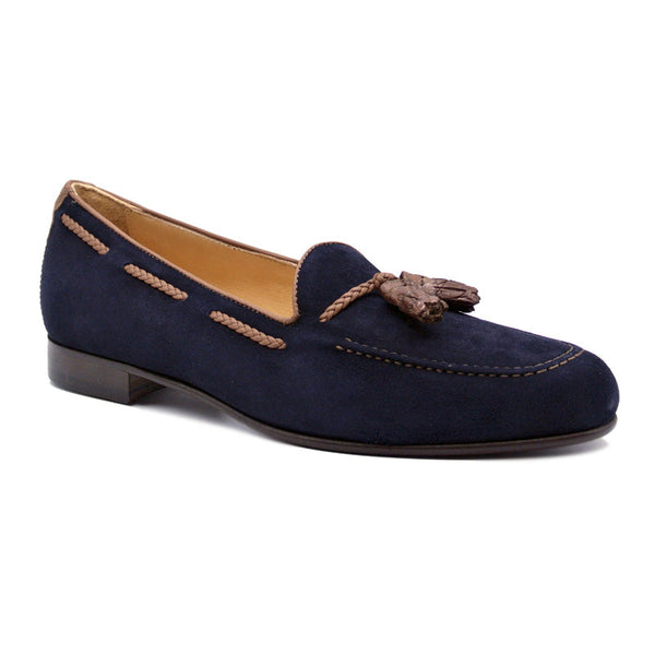 Zelli Italia 16-584-NVY NAPLES Italian Kid Suede with Embossed Crocodile Tassel