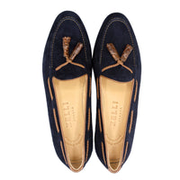Zelli Italia 16-584-NVY NAPLES Italian Kid Suede with Embossed Crocodile Tassel