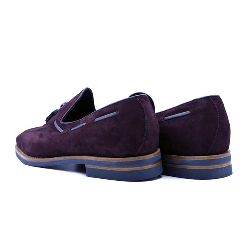 Zelli Italia 16-625-BDX CRAWFORD Sueded Goatskin & Crocodile Tassel Loafer,