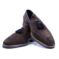 Zelli Italia 16-628-BRN CARMEN Sueded Goatskin & Crocodile Tassel Loafer, Brown