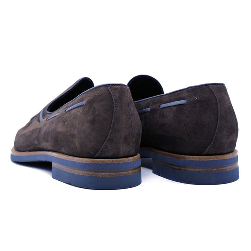 Zelli Italia 16-628-BRN CARMEN Sueded Goatskin & Crocodile Tassel Loafer, Brown