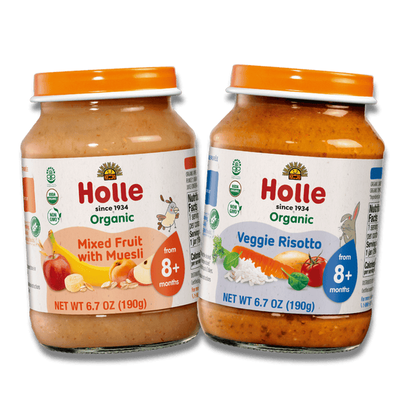 Sweet & Savory Jars Bundle: Mixed Fruit w/ Muesli Jars, Veggie Risotto Jars Holle USA