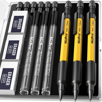 Nicpro 3Pcs 1.3 mm Mechanical Pencils Set with 36 Lead Refill, 3 Eraser, Weatherproof Metal Barrel, Heavy Duty Carpenter Pencil for Outdoor Marking Drafting Drawing Sketching Woodworking - with Case EasyOptionXY LLC