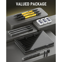 Nicpro 3Pcs 1.3 mm Mechanical Pencils Set with 36 Lead Refill, 3 Eraser, Weatherproof Metal Barrel, Heavy Duty Carpenter Pencil for Outdoor Marking Drafting Drawing Sketching Woodworking - with Case EasyOptionXY LLC