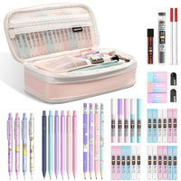Nicpro 47PCS Aesthetic School Supplies in Big Capacity Pen Case, Cute Pastel Mechanical Pencils 0.5, 0.7, 0.9 & 2mm Lead Holder with 25 Tube Lead Refills 4B 2B HB 2H Color, Erasers for Student Writing EasyOptionXY LLC