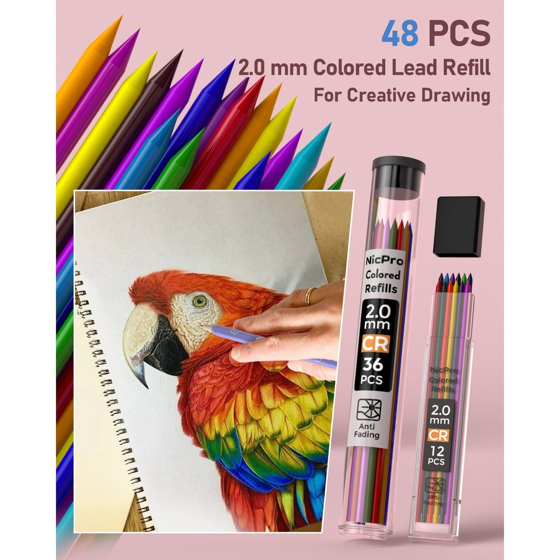 Nicpro 47PCS Aesthetic School Supplies in Big Capacity Pen Case, Cute Pastel Mechanical Pencils 0.5, 0.7, 0.9 & 2mm Lead Holder with 25 Tube Lead Refills 4B 2B HB 2H Color, Erasers for Student Writing EasyOptionXY LLC