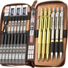 Nicpro 29PCS Art Mechanical Pencils Set in Leather Case, Gold Metal Drafting Pencil 0.5, 0.7, 0.9 mm, 2mm Lead Pencil Holders for Sketching Drawing With 15 Tube (4B 2B HB 2H 4H & Colored)Lead Refills EasyOptionXY LLC