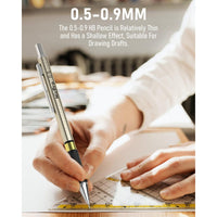 Nicpro 29PCS Art Mechanical Pencils Set in Leather Case, Gold Metal Drafting Pencil 0.5, 0.7, 0.9 mm, 2mm Lead Pencil Holders for Sketching Drawing With 15 Tube (4B 2B HB 2H 4H & Colored)Lead Refills EasyOptionXY LLC