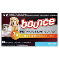Bounce Pet Hair and Lint Guard Mega Dryer Sheets, Fresh Scent, 80 ct EasyOptionXY LLC