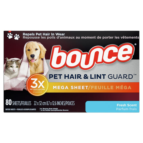 Bounce Pet Hair and Lint Guard Mega Dryer Sheets, Fresh Scent, 80 ct EasyOptionXY LLC