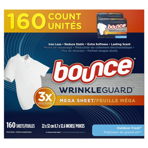 Bounce Wrinkle Guard Mega Dryer Sheets, Outdoor Fresh Scent, 160 Count EasyOptionXY LLC