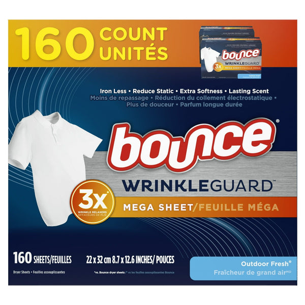 Bounce Wrinkle Guard Mega Dryer Sheets, Outdoor Fresh Scent, 160 Count EasyOptionXY LLC