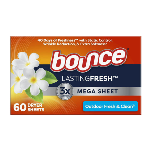 Bounce Lasting Fresh Mega Dryer Sheets, 60 Ct, Outdoor Fresh & Clean Fabric Softener Sheets EasyOptionXY LLC