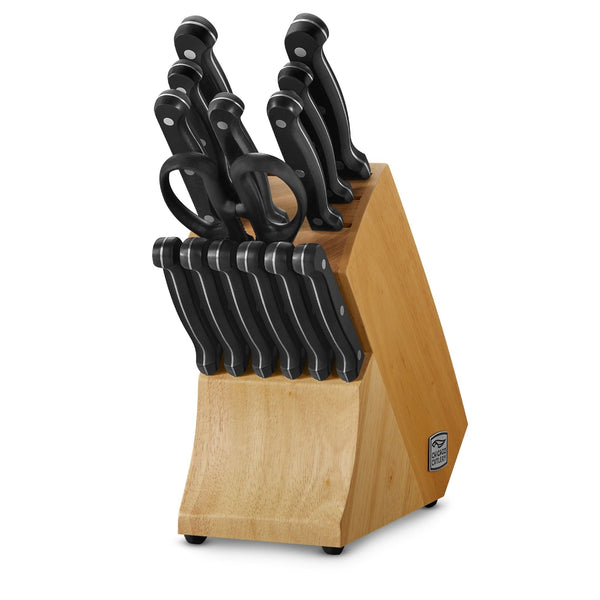 Chicago Cutlery Essentials 15-Piece Kitchen Knife Set with Wood Storage Block and Kitchen Shears EasyOptionXY LLC