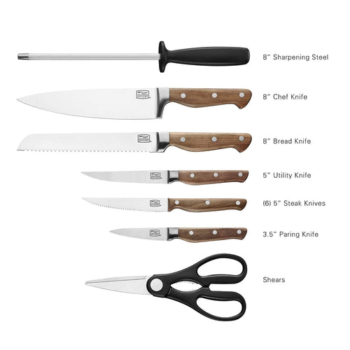Chicago Cutlery Precision Cut 15-Piece Kitchen Knife Set with Wood Block, Kitchen Shears, and Sharpening Steel EasyOptionXY LLC