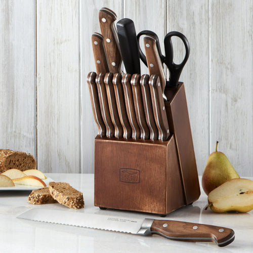 Chicago Cutlery Precision Cut 15-Piece Kitchen Knife Set with Wood Block, Kitchen Shears, and Sharpening Steel EasyOptionXY LLC