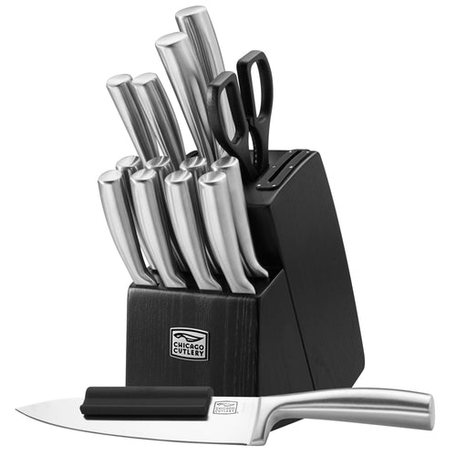 Chicago Cutlery Malden 16-Piece Stainless Steel Kitchen Knife Block Set, Black EasyOptionXY LLC
