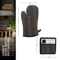 Thyme & Table 2-Piece Set Oven Mitt & Pot Holder, Black & White Print EasyOptionXY LLC