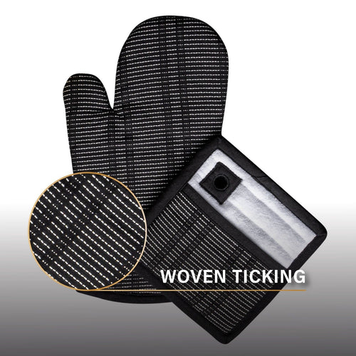 Thyme & Table 2-Piece Set Oven Mitt & Pot Holder, Black & White Print EasyOptionXY LLC